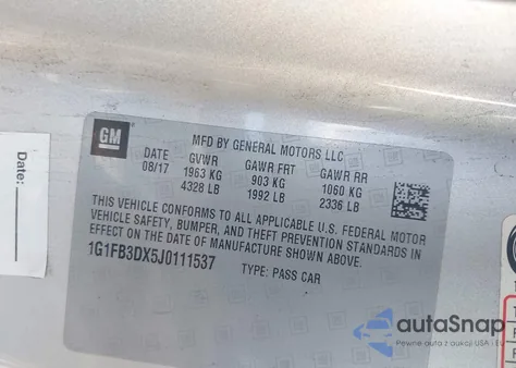 2018 Chevrolet Camaro 1Lt from USA, damaged, VIN 1G1FB3DX5J0111537